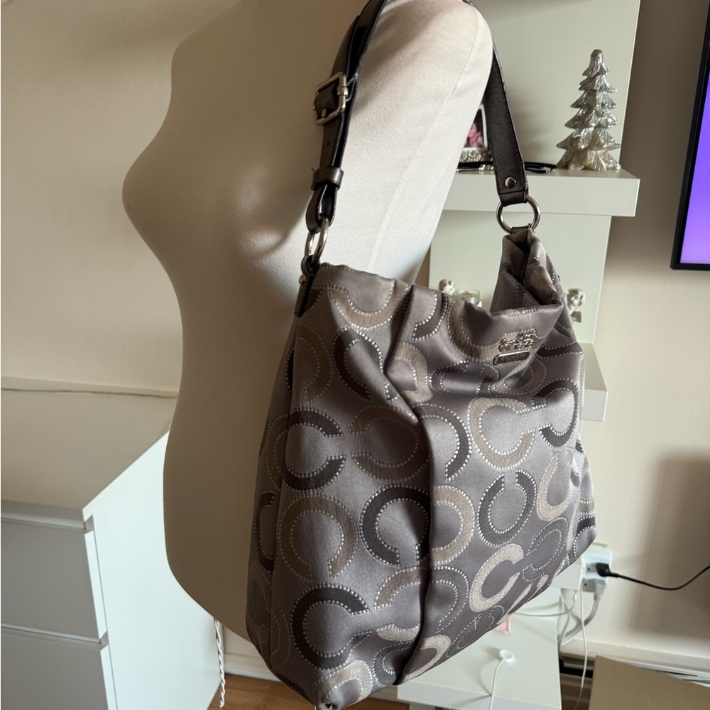 Coach Gray Patterned Shoulder Bag